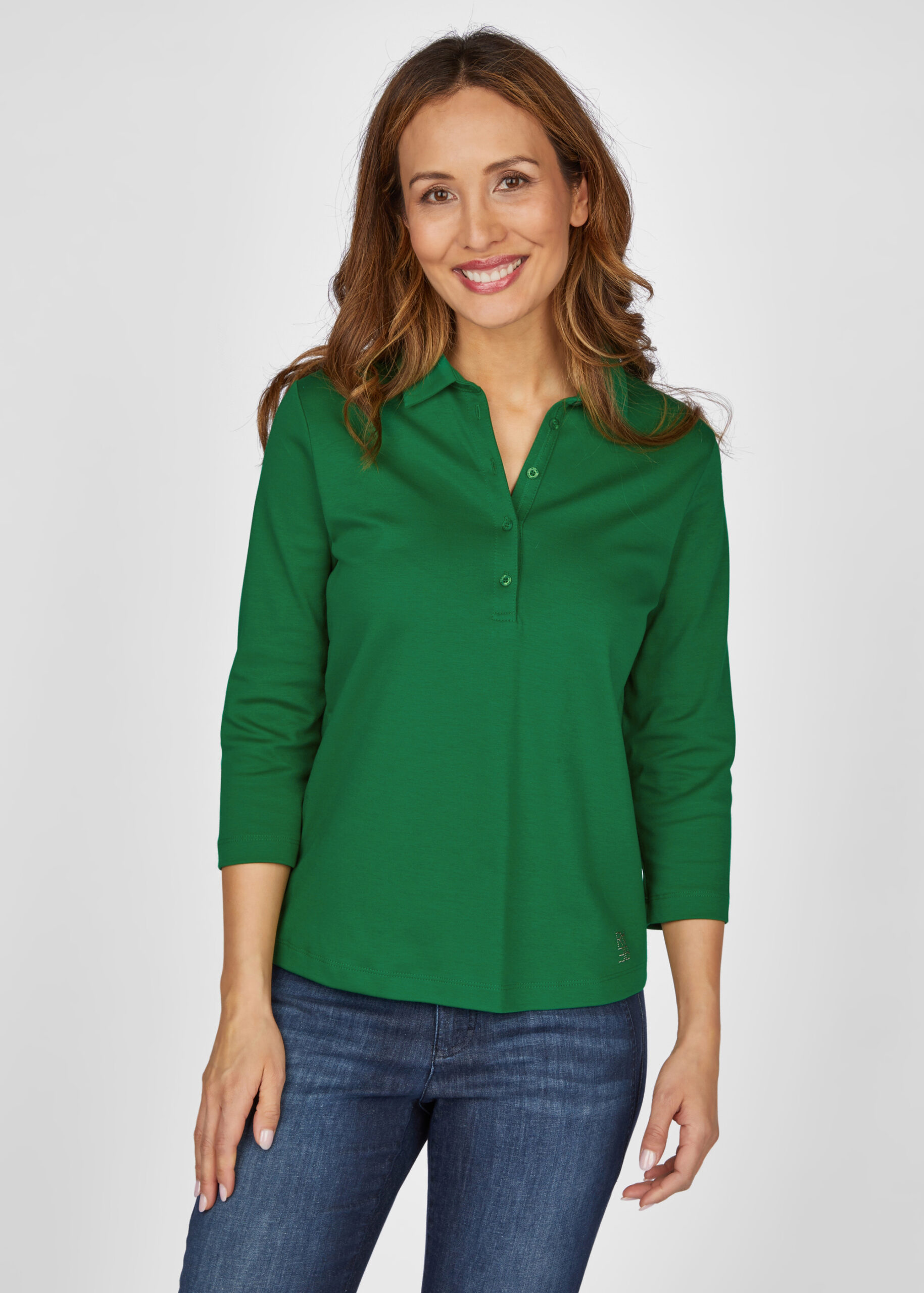 Shirt mit Polokragen und 3/4-Arm – Bild 2