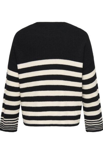 CARKATIA LS RIB STRIPE O-NECK KNT