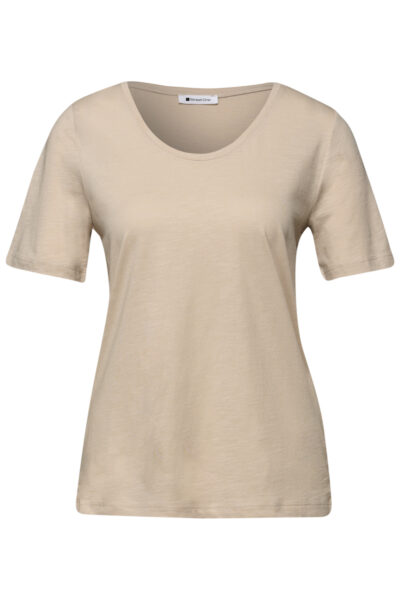 Basic T-Shirt mit gerundetem V-Neck