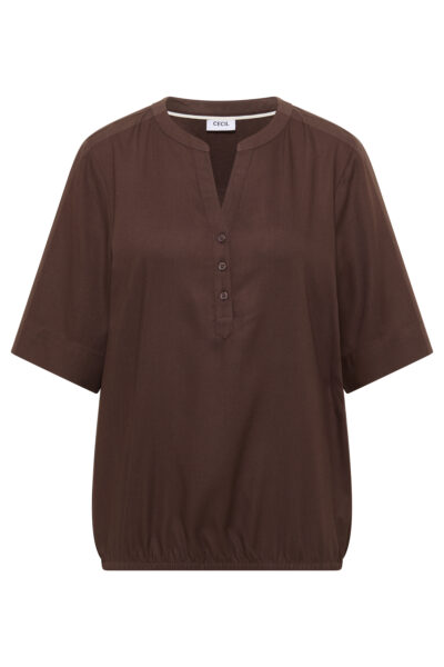 Kurzarm Bluse mit Split Neck