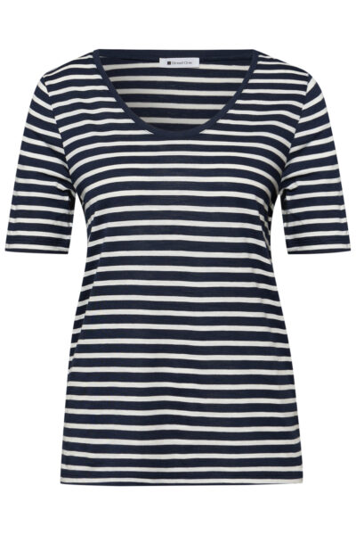 T-Shirt mit gerundetem V-Ausschnitt