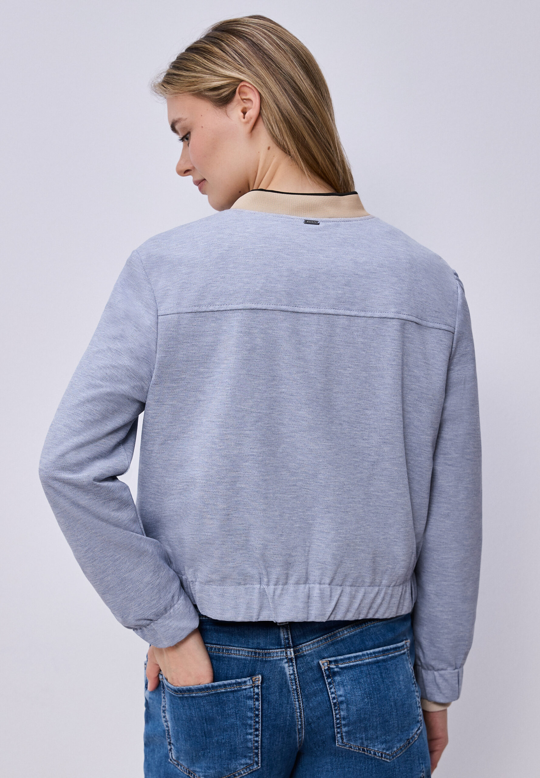 Blouson im Melange-Look mit Zipper – Bild 4