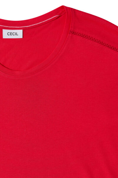 T-Shirt mit V-Neck und Spitzendetail