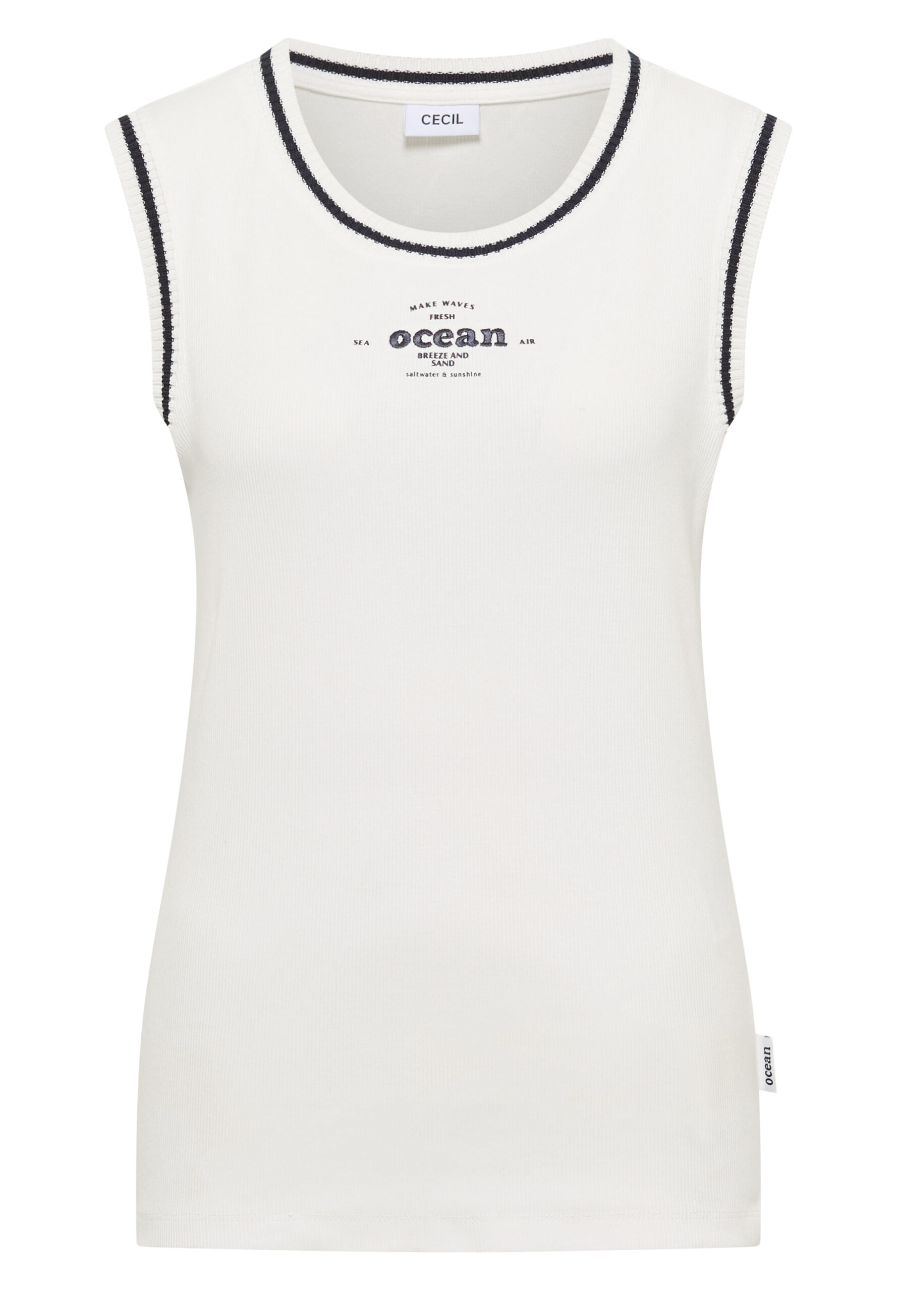 Top mit Rundhals und Kontrastdetails