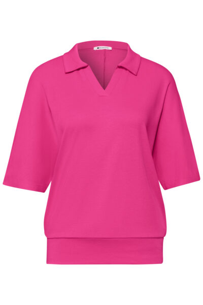 Dropped Shoulder Poloshirt mit Elastikbund