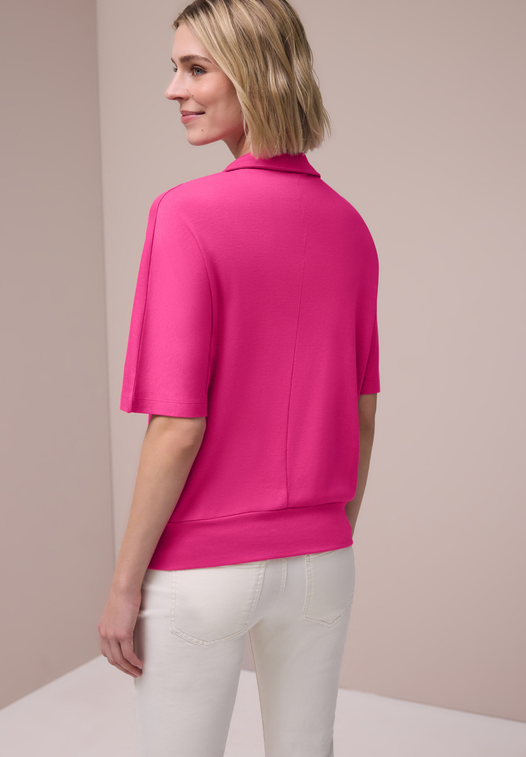 Dropped Shoulder Poloshirt mit Elastikbund – Bild 4