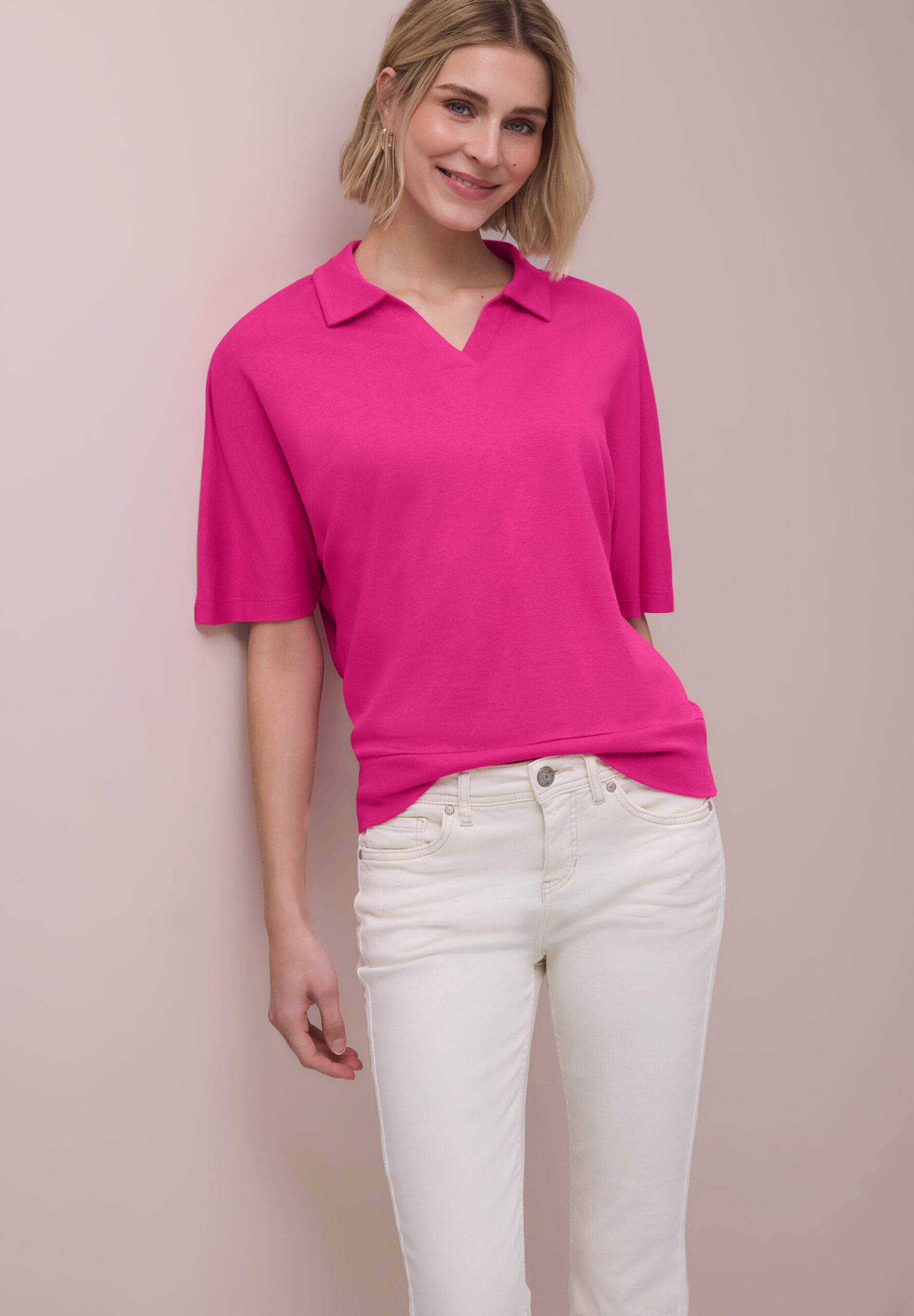 Dropped Shoulder Poloshirt mit Elastikbund – Bild 6