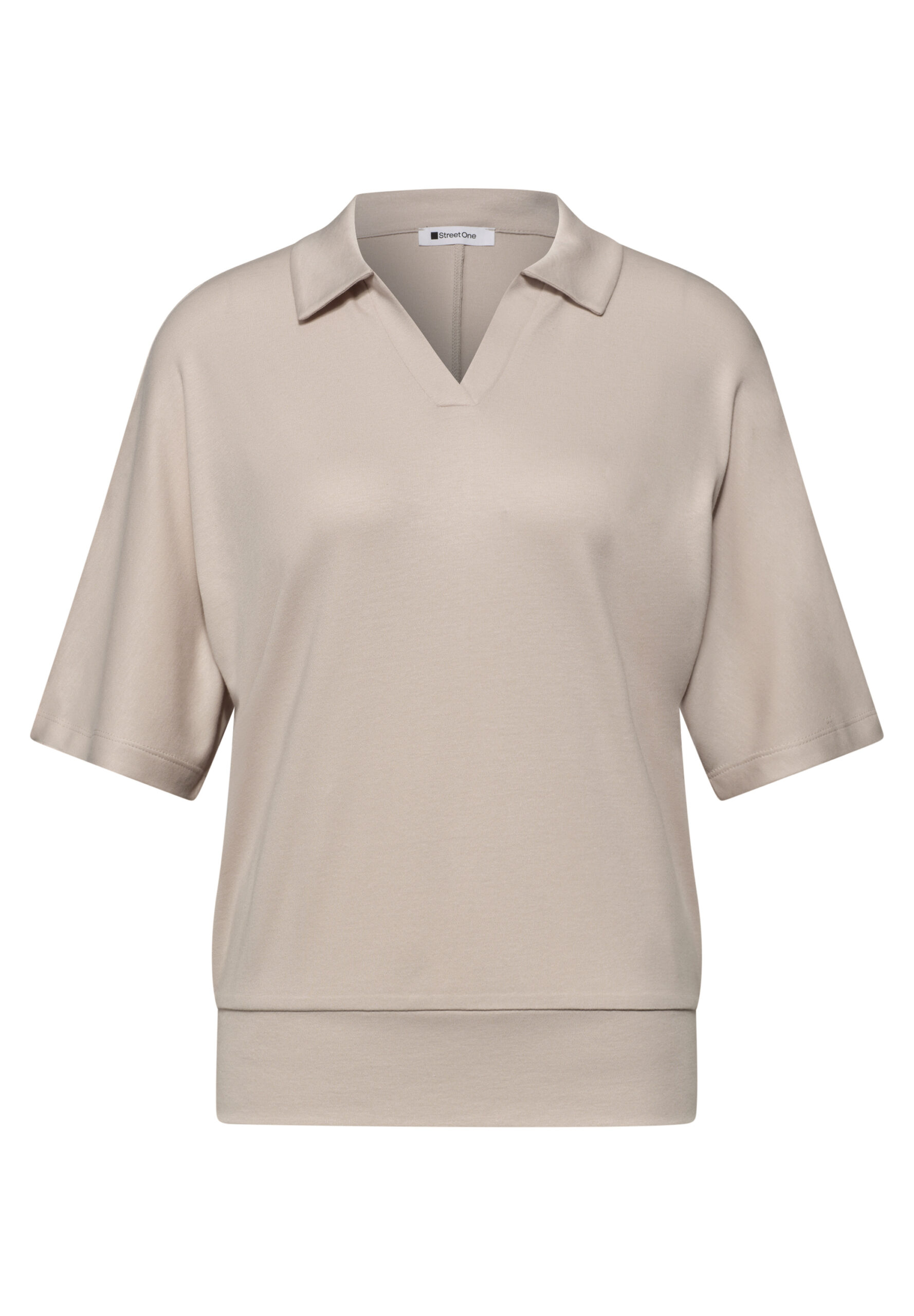 Dropped Shoulder Poloshirt mit Elastikbund – Bild 7