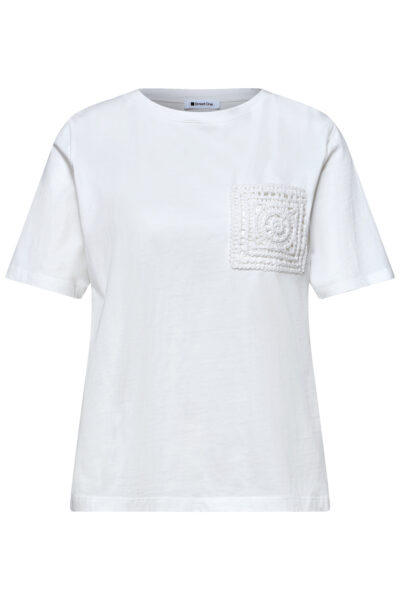 T-Shirt mit Rundhals und Crochet-Tasche