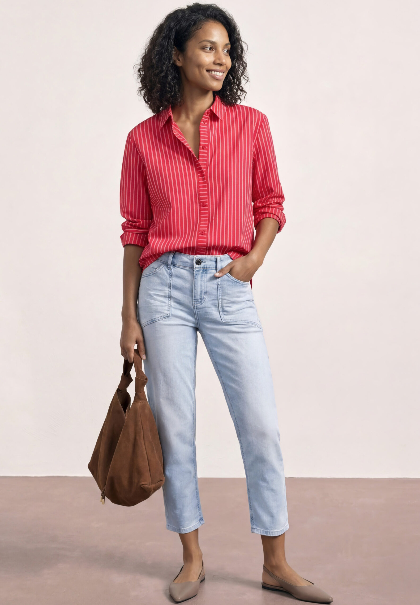 Mid Waist Jeans im Chino-Look – Bild 5