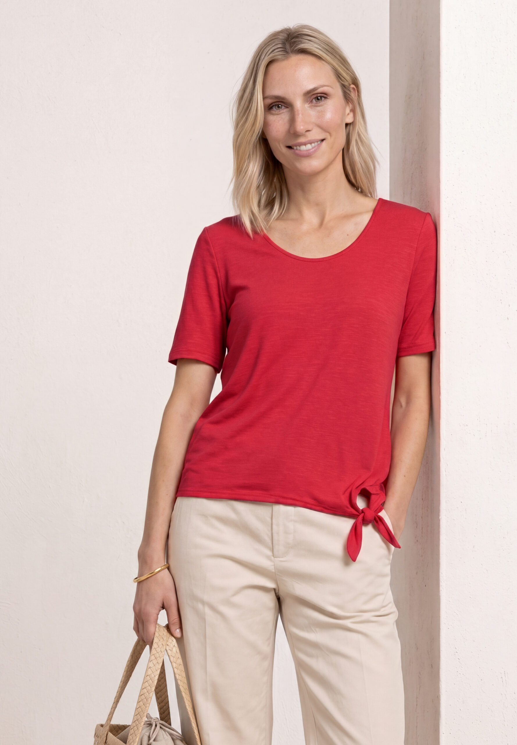 Kurzarm Shirt mit Knotendetail – Bild 2