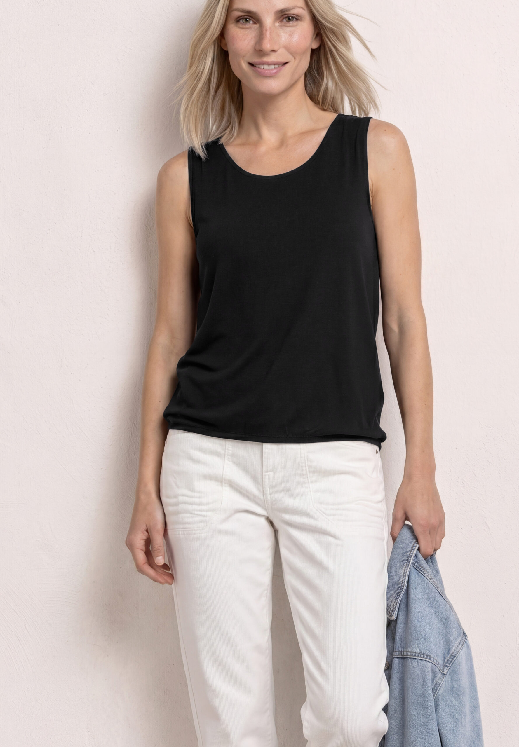 Top aus Jersey mit Elastiksaum – Bild 2
