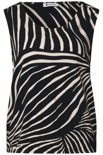 Top mit V-Neck und Elastiksaum
