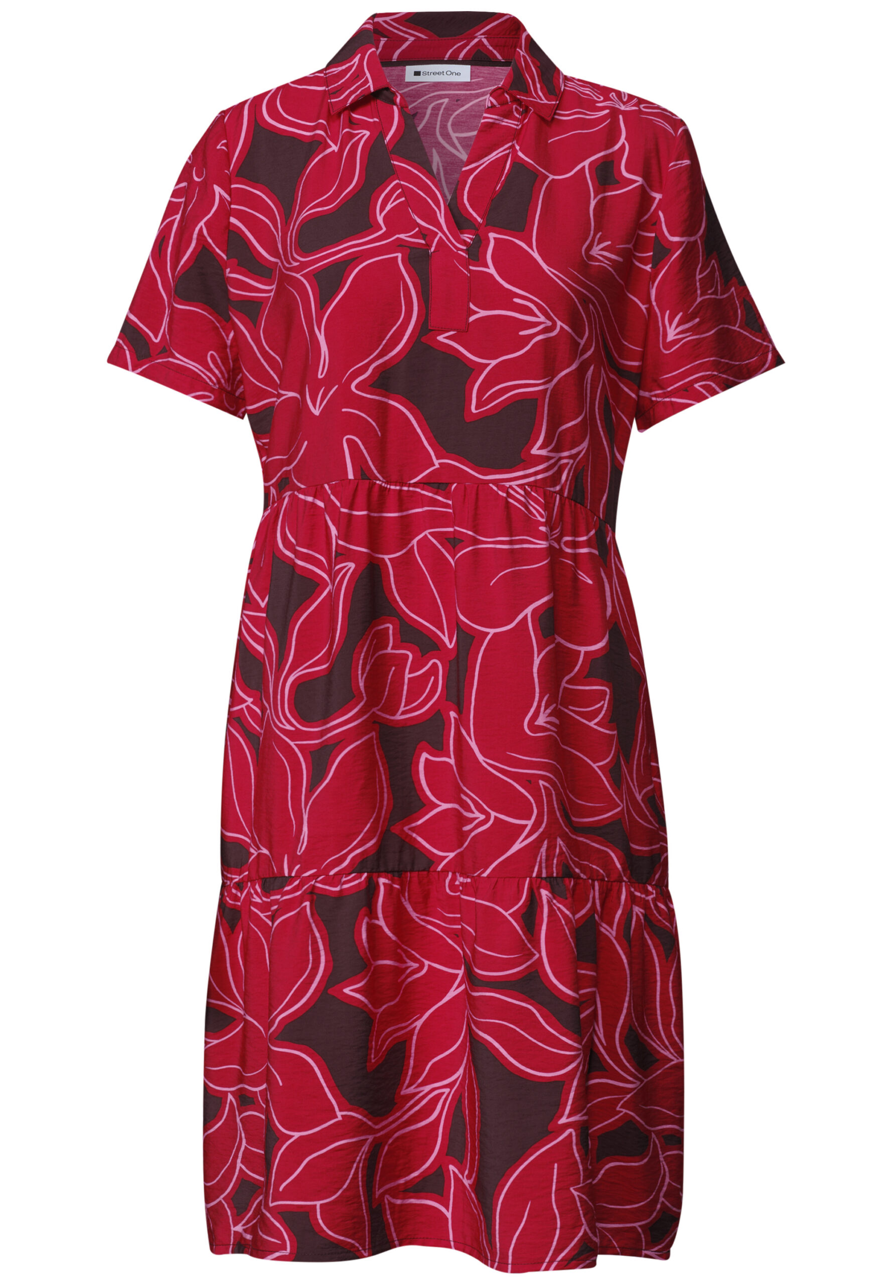 Knielanges Kleid mit Kurzarm und Print