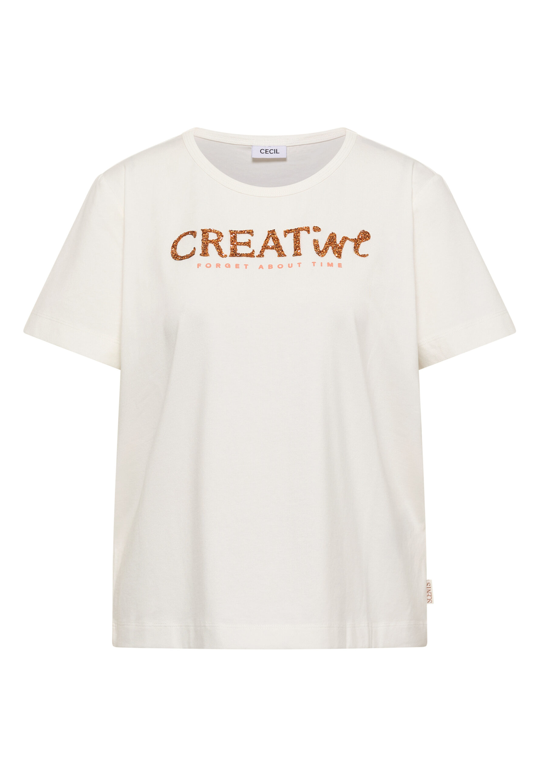 T-Shirt mit Rundhals und Glitzer-Wording
