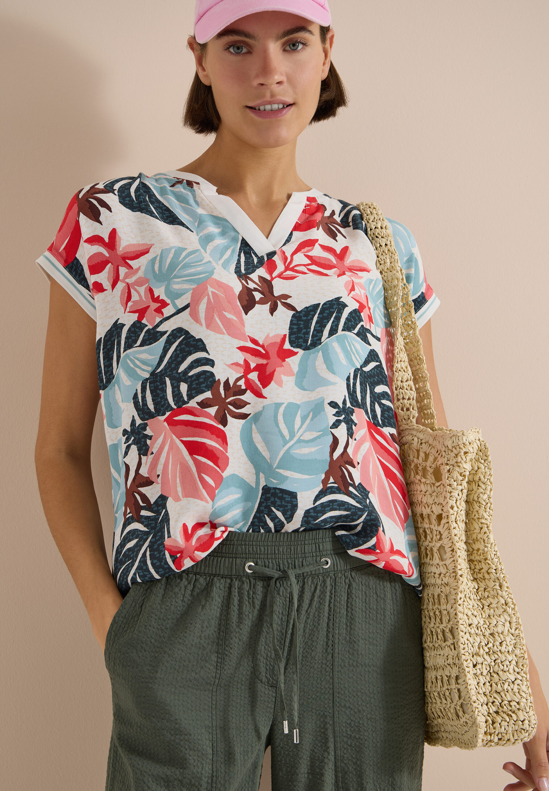 Bluse mit Split Neck und Printmix – Bild 3