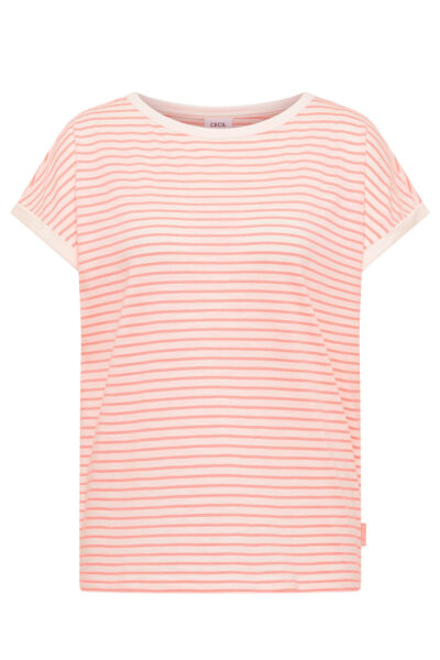 T-Shirt mit Boat Neck und Streifen