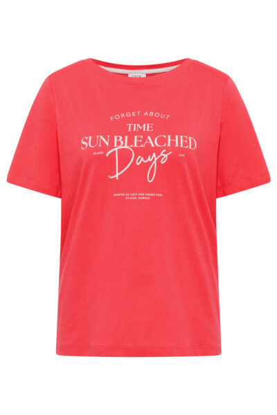 T-Shirt mit Boat Neck und Wording Artwork