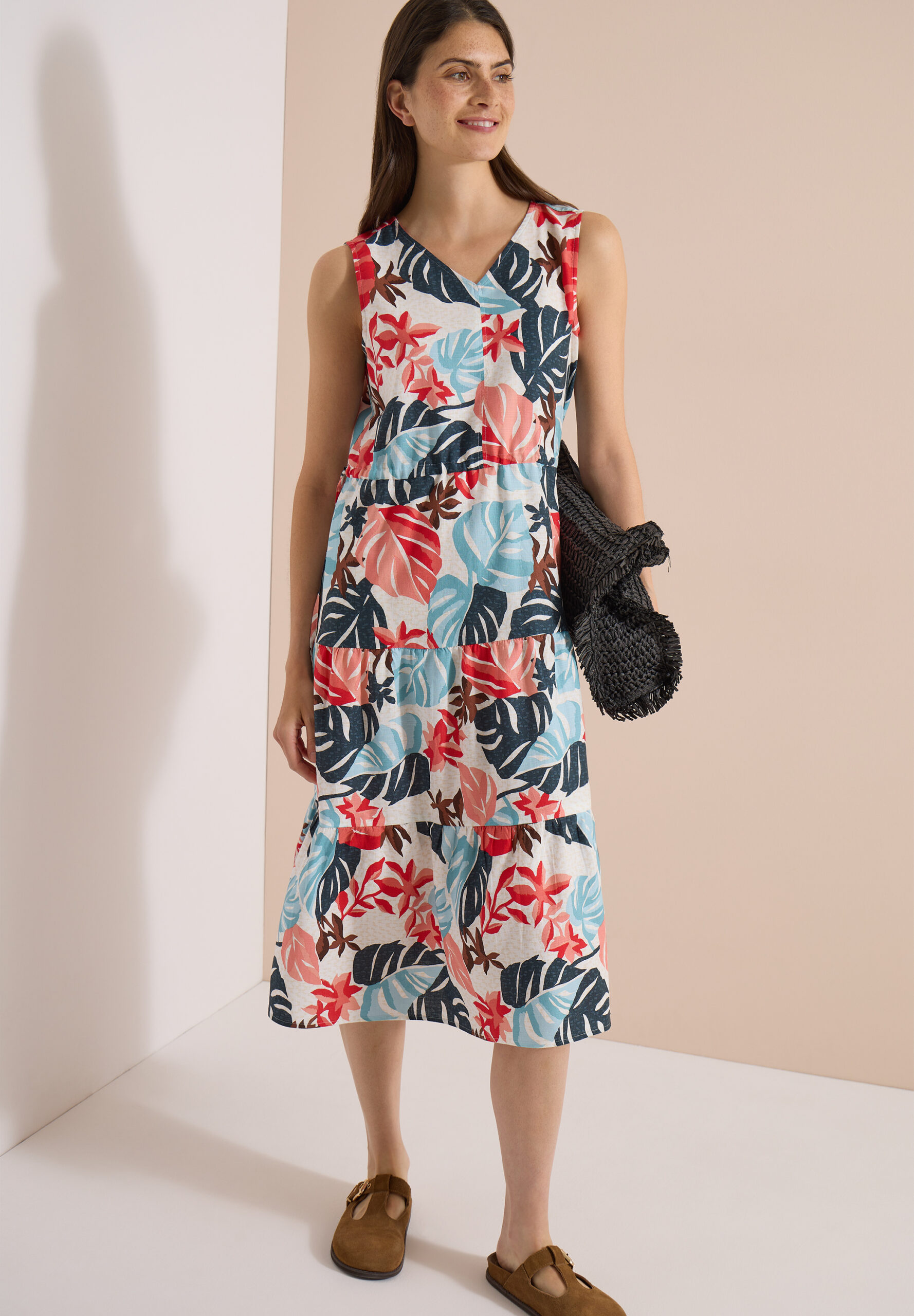 Midikleid mit V-Neck und Print – Bild 2