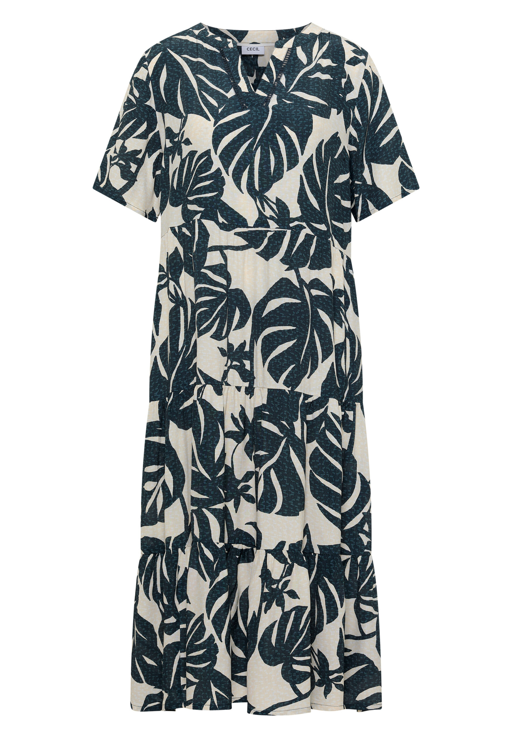 Midikleid mit Split Neck und Print