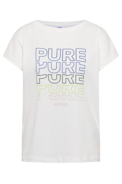 T-Shirt mit Boat Neck und Frontprint