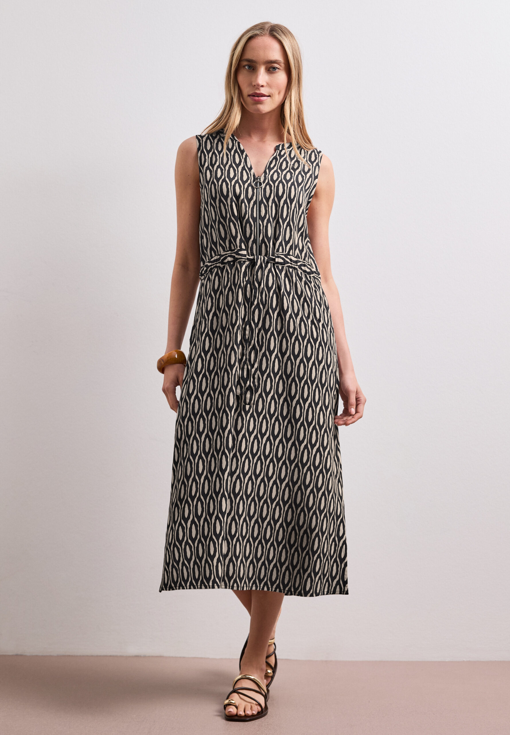 Midi-Kleid mit Split Neck und Zipper – Bild 2