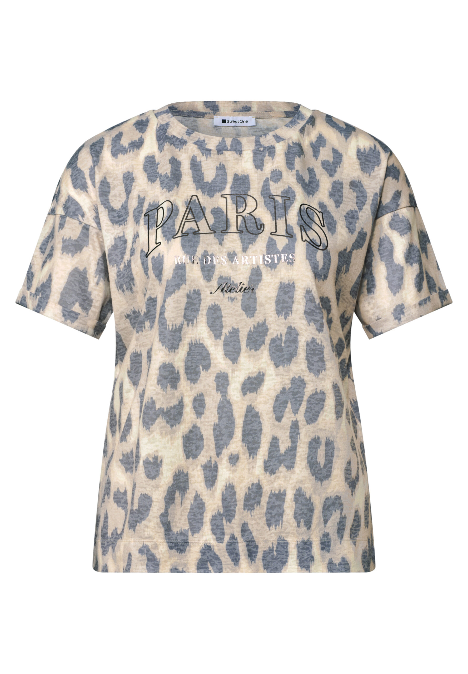 T-Shirt im Ausbrenner-Look mit Leo-Print