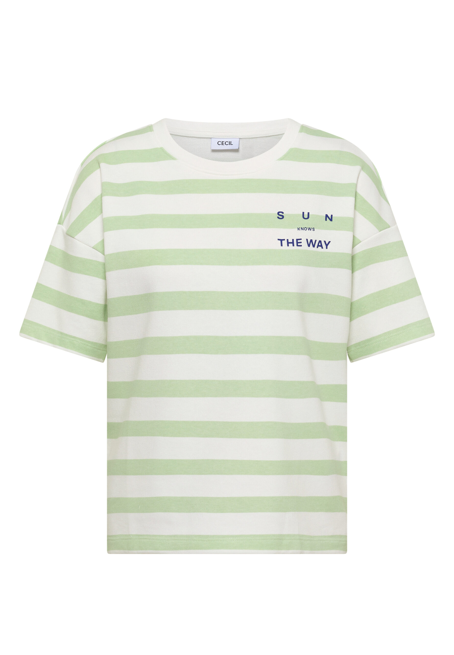 Halbarm Shirt mit Streifen und Wording-Detail