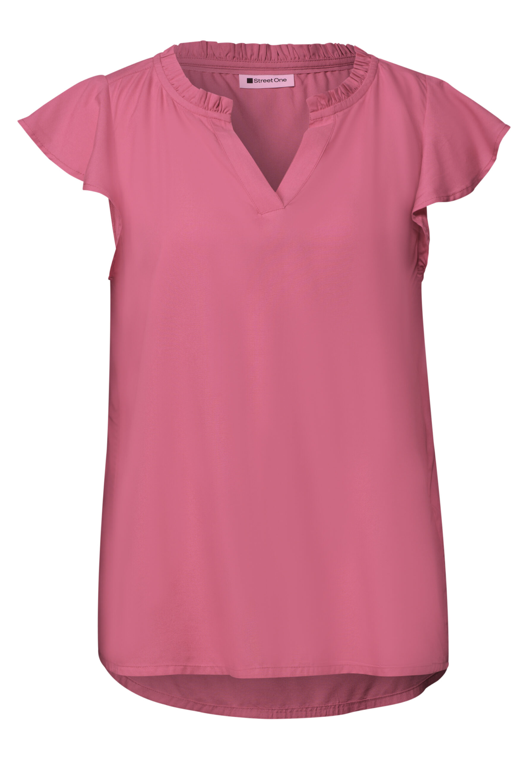 Blusenshirt mit Split Neck und Volant-Ärmeln