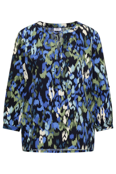 3/4-Arm Bluse mit Turn-Up und Print