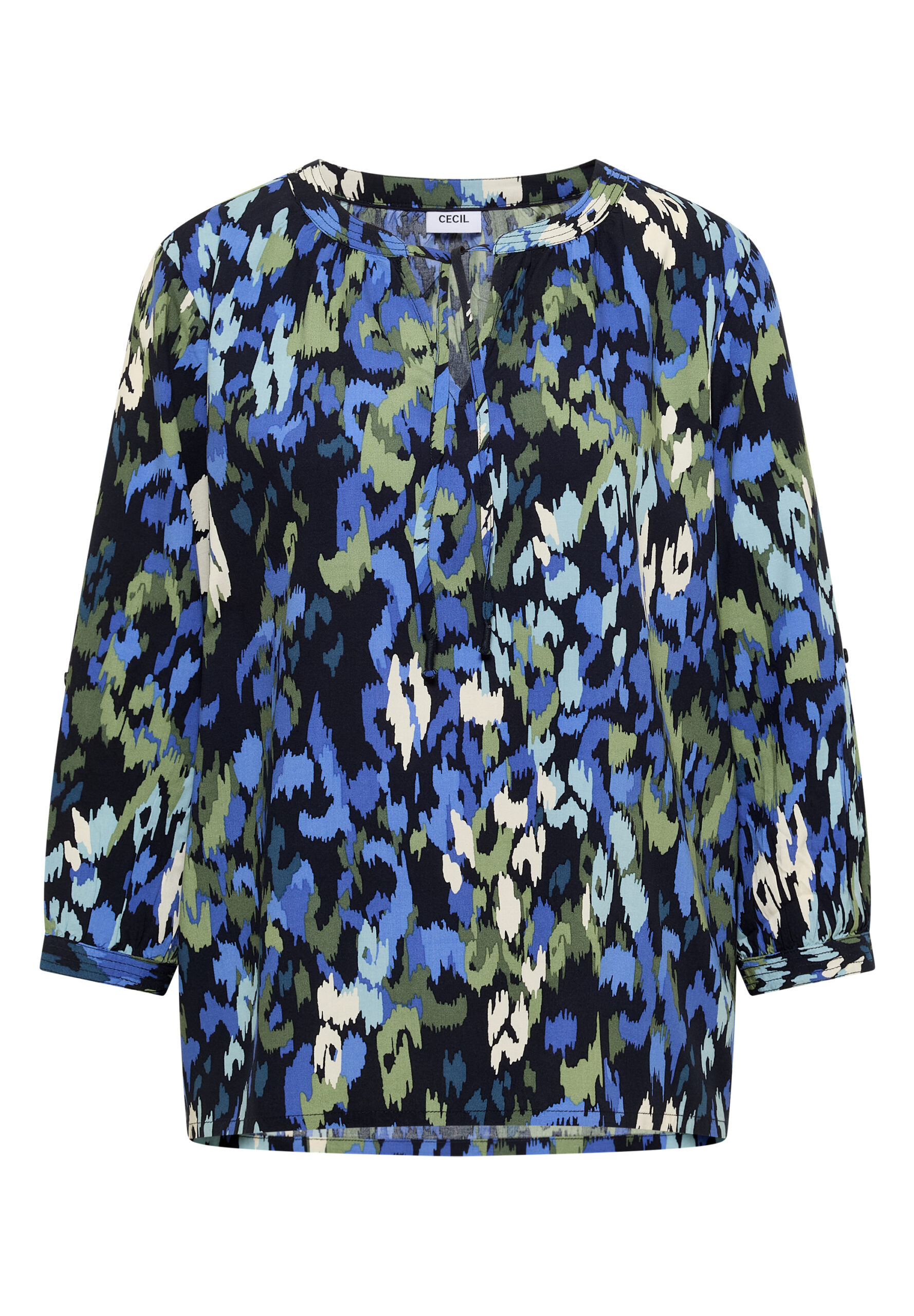 3/4-Arm Bluse mit Turn-Up und Print
