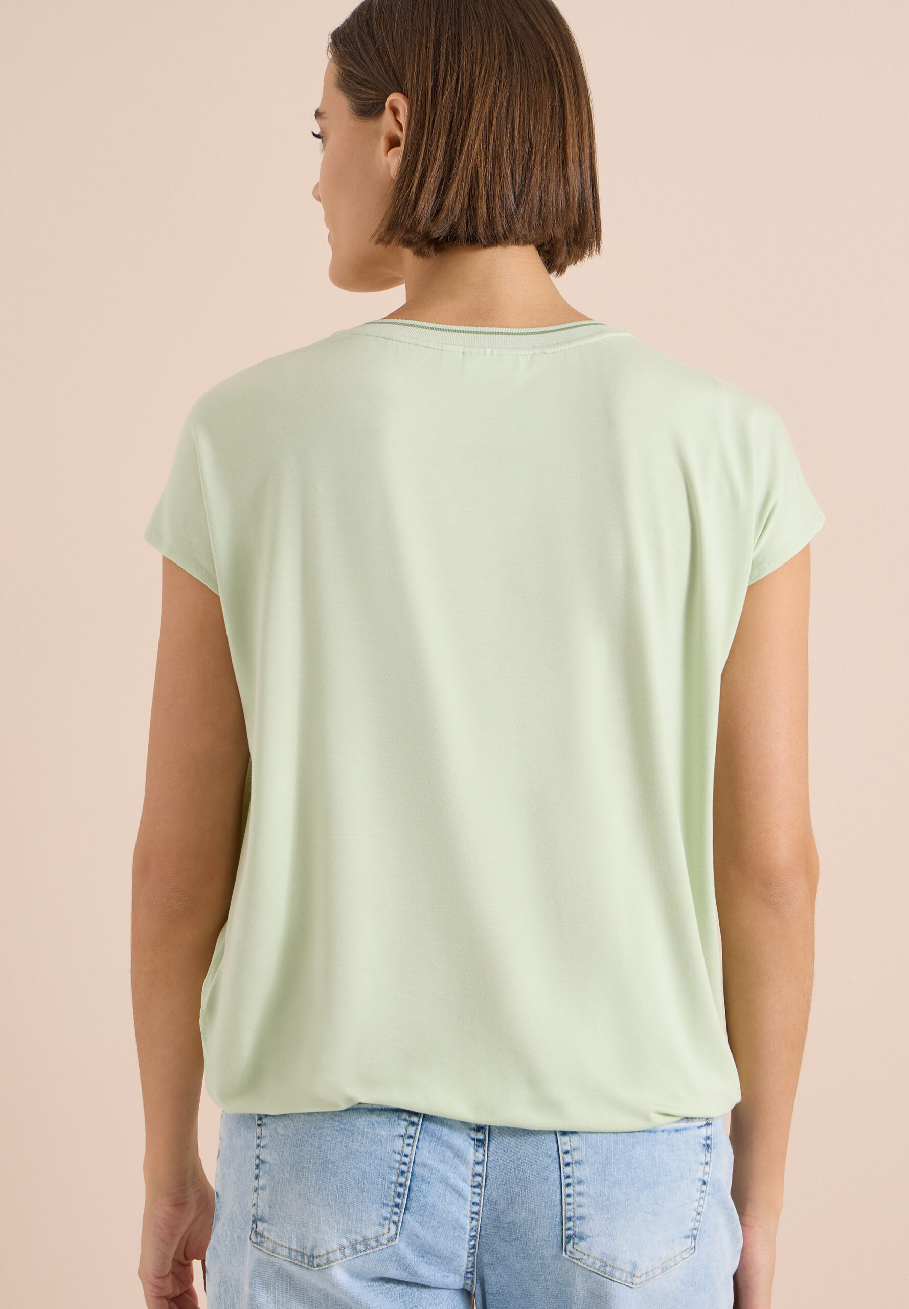 Kurzarm Blusenshirt mit Strukturmix – Bild 3