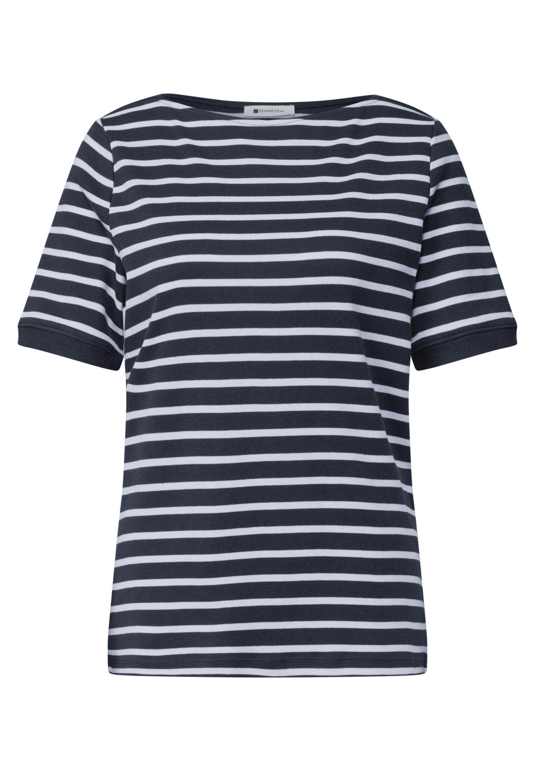 T-Shirt mit Boat Neck und Streifen