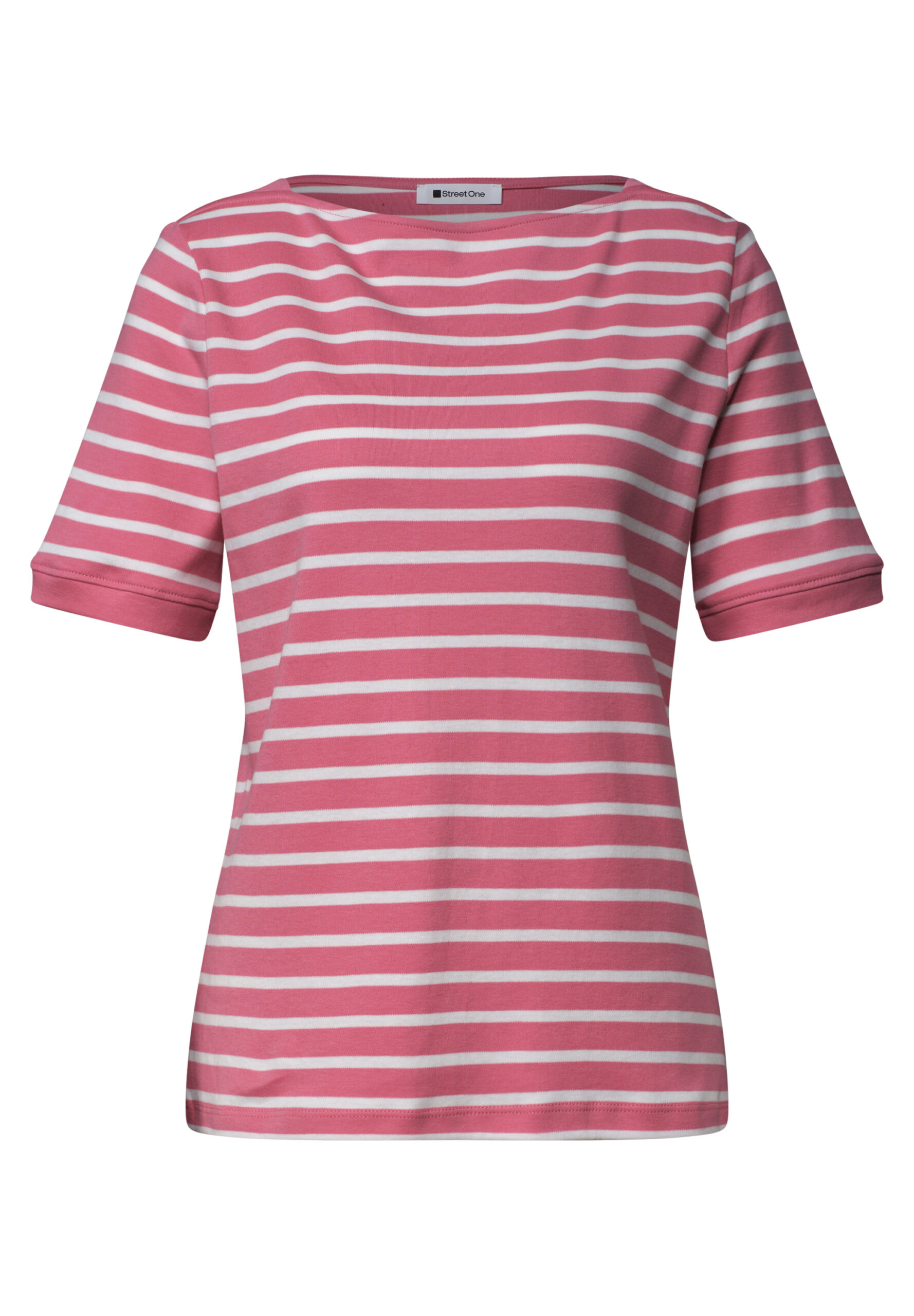 T-Shirt mit Boat Neck und Streifen – Bild 4